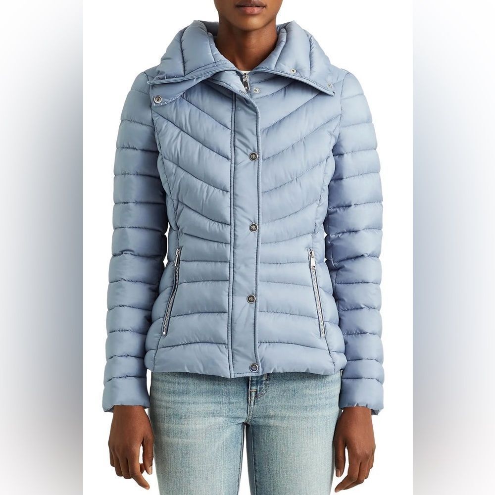 RALPH LAUREN Packable Puffer Jacket - Dusty Blue